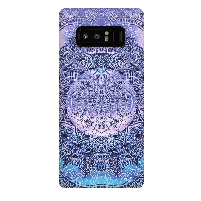 Galaxy Note 8 StrongFit Purple blue ethnic gradient mandala flowers by Oana 