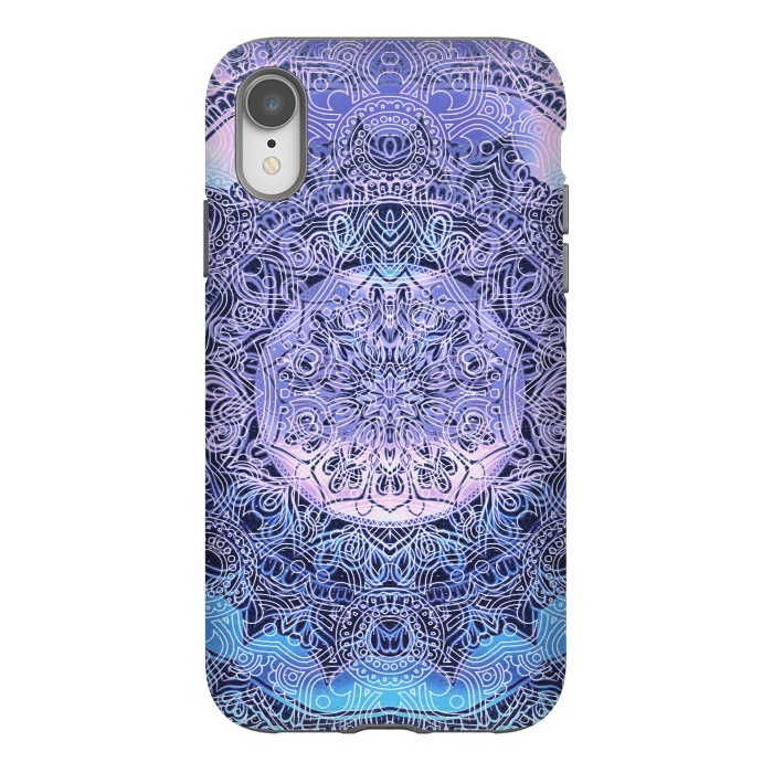 iPhone Xr StrongFit Purple blue ethnic gradient mandala flowers by Oana 