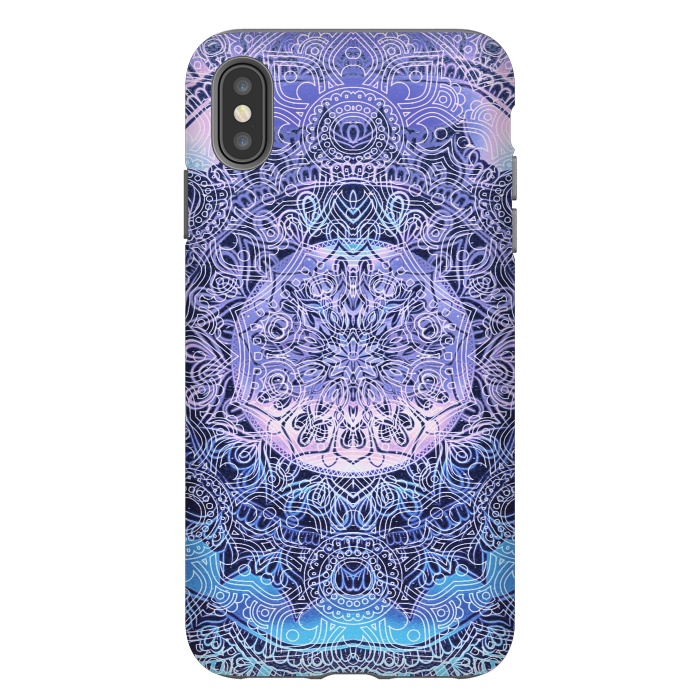 iPhone Xs Max StrongFit Purple blue ethnic gradient mandala flowers by Oana 