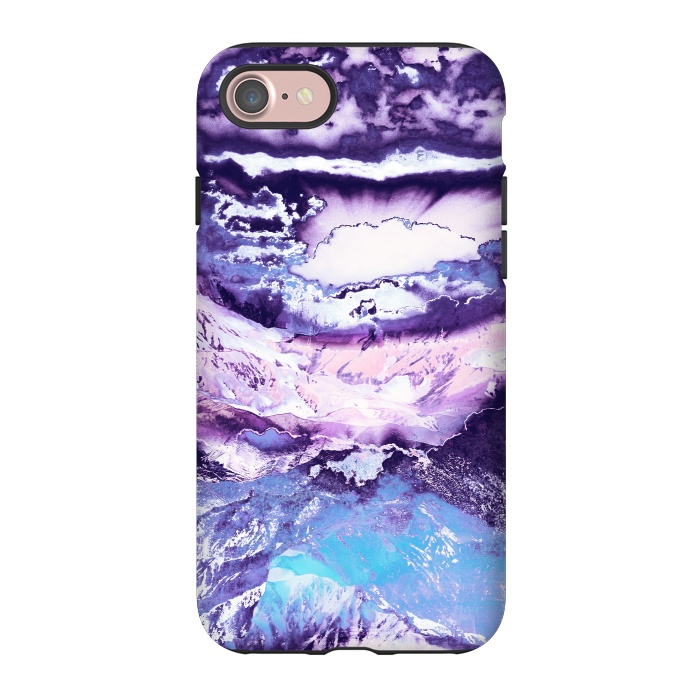 iPhone 7 StrongFit Purple blue sunset mountain landscape art by Oana 