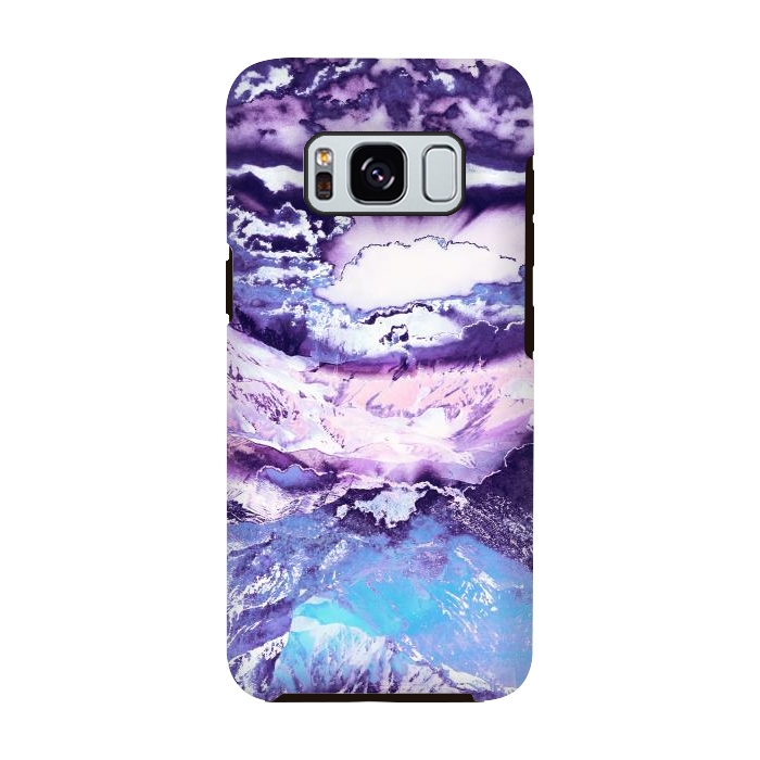 Galaxy S8 StrongFit Purple blue sunset mountain landscape art by Oana 