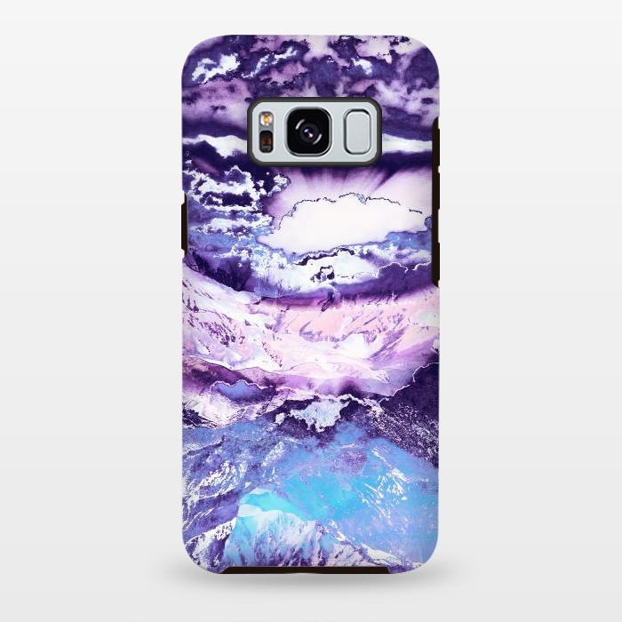 Galaxy S8 plus StrongFit Purple blue sunset mountain landscape art by Oana 