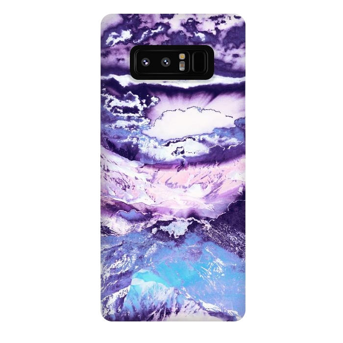 Galaxy Note 8 StrongFit Purple blue sunset mountain landscape art by Oana 