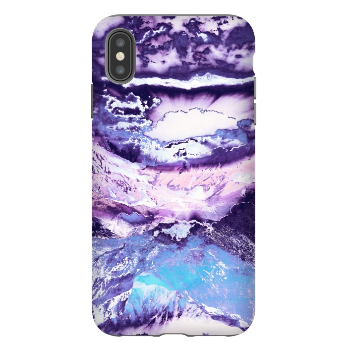 iPhone Xs Max StrongFit Purple blue sunset mountain landscape art by Oana 