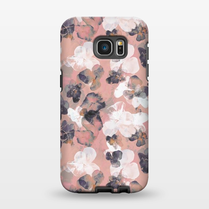 Galaxy S7 EDGE StrongFit White pink transparent pansy petals painting by Oana 