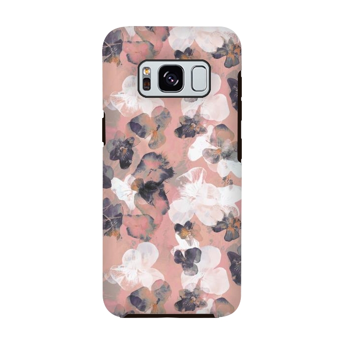 Galaxy S8 StrongFit White pink transparent pansy petals painting by Oana 