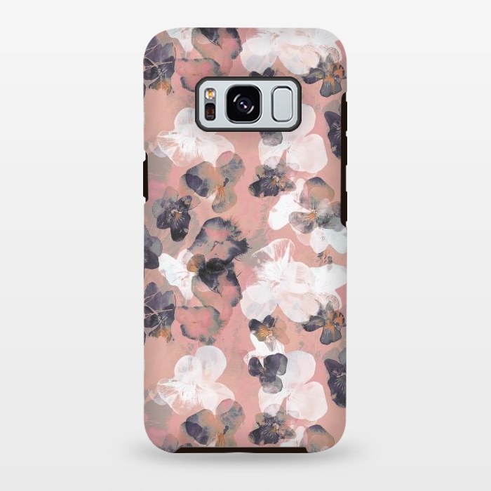 Galaxy S8 plus StrongFit White pink transparent pansy petals painting by Oana 