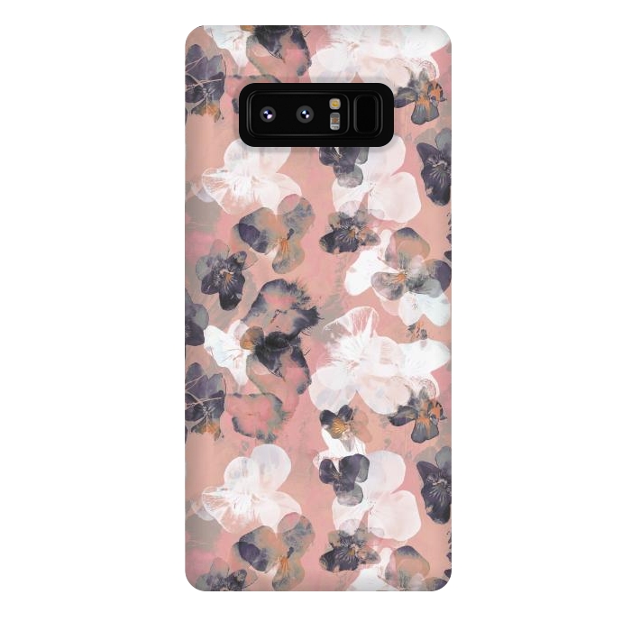 Galaxy Note 8 StrongFit White pink transparent pansy petals painting by Oana 