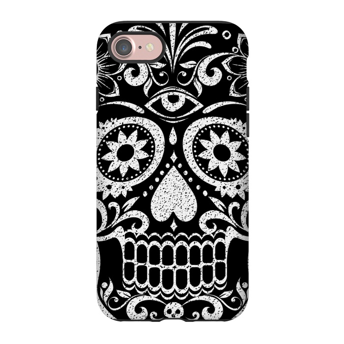 iPhone 7 StrongFit White glitter day of the dead sugar skull - Halloween by Oana 