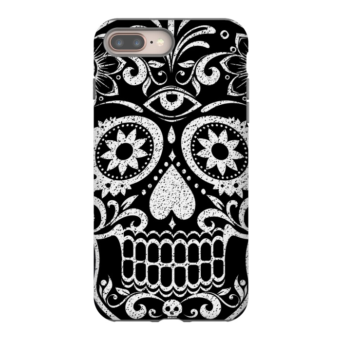 iPhone 7 plus StrongFit White glitter day of the dead sugar skull - Halloween by Oana 