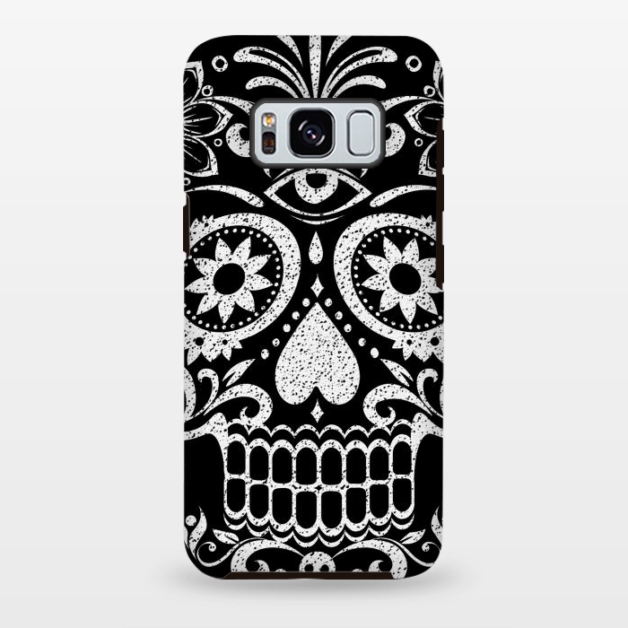 Galaxy S8 plus StrongFit White glitter day of the dead sugar skull - Halloween by Oana 