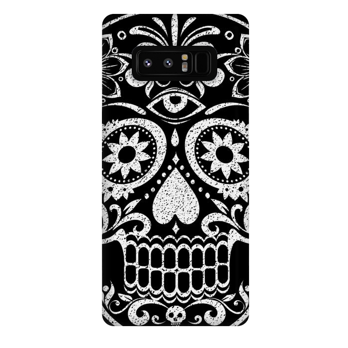 Galaxy Note 8 StrongFit White glitter day of the dead sugar skull - Halloween by Oana 