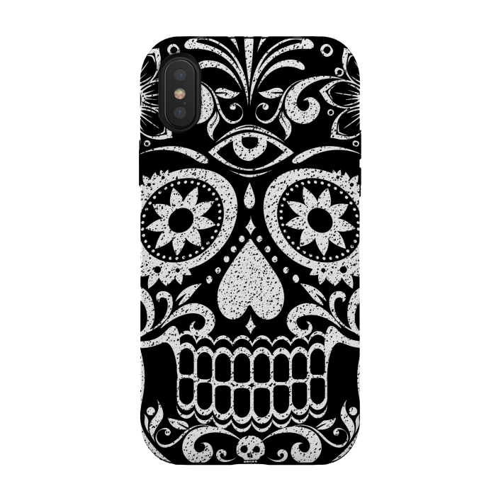 iPhone Xs / X StrongFit White glitter day of the dead sugar skull - Halloween by Oana 