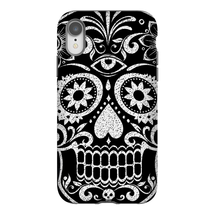 iPhone Xr StrongFit White glitter day of the dead sugar skull - Halloween by Oana 