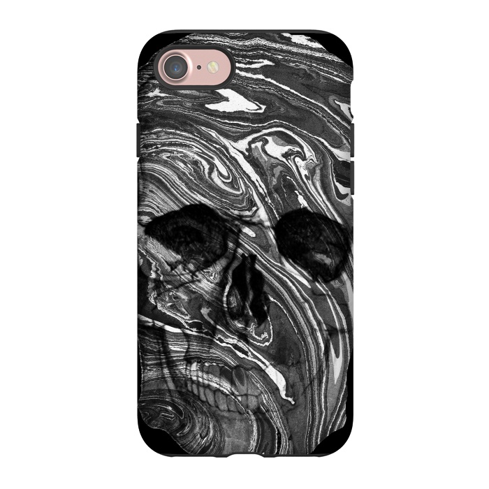 iPhone 7 StrongFit Black and white marble skull - Halloween by Oana 