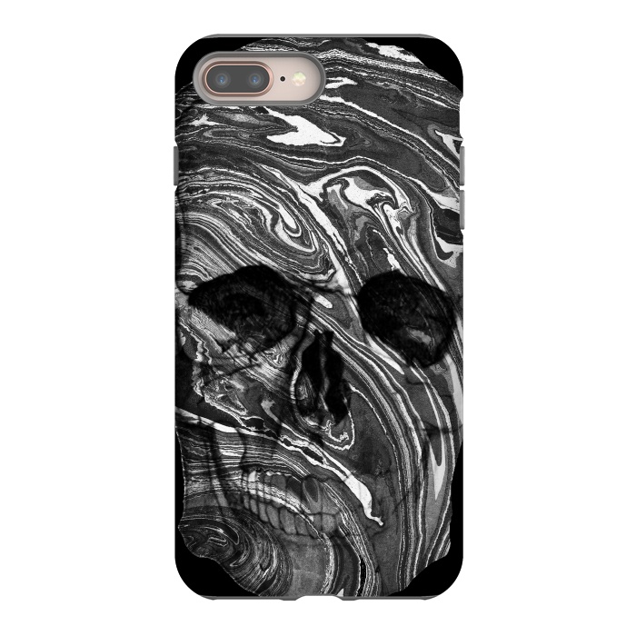 iPhone 7 plus StrongFit Black and white marble skull - Halloween by Oana 