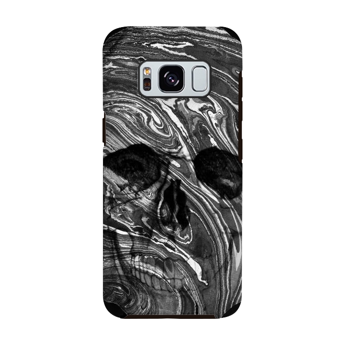 Galaxy S8 StrongFit Black and white marble skull - Halloween by Oana 