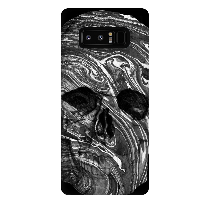 Galaxy Note 8 StrongFit Black and white marble skull - Halloween by Oana 