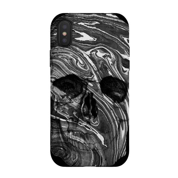 iPhone Xs / X StrongFit Black and white marble skull - Halloween by Oana 