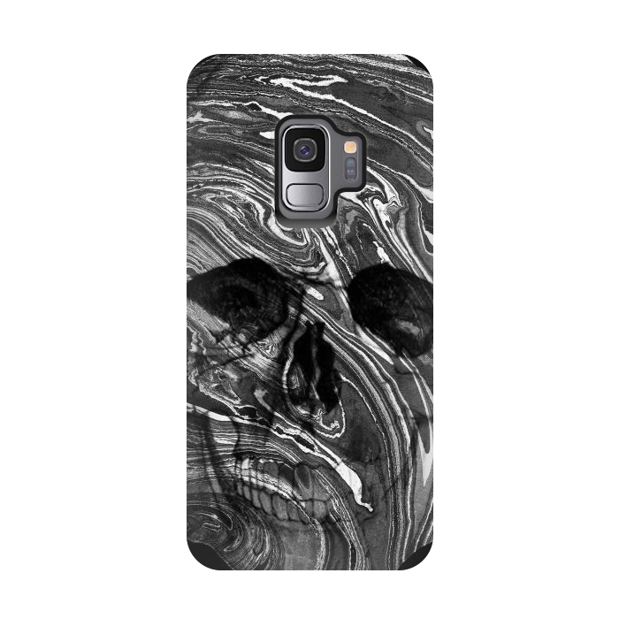 Galaxy S9 StrongFit Black and white marble skull - Halloween by Oana 