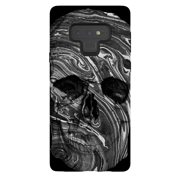 Galaxy Note 9 StrongFit Black and white marble skull - Halloween by Oana 