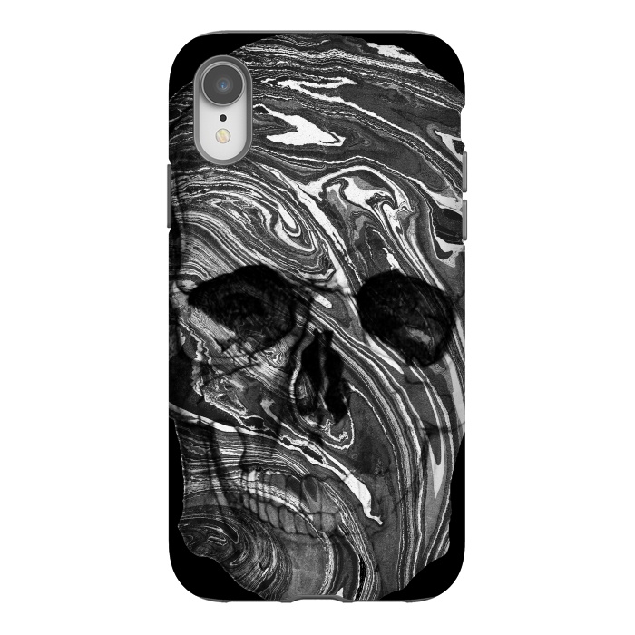 iPhone Xr StrongFit Black and white marble skull - Halloween by Oana 