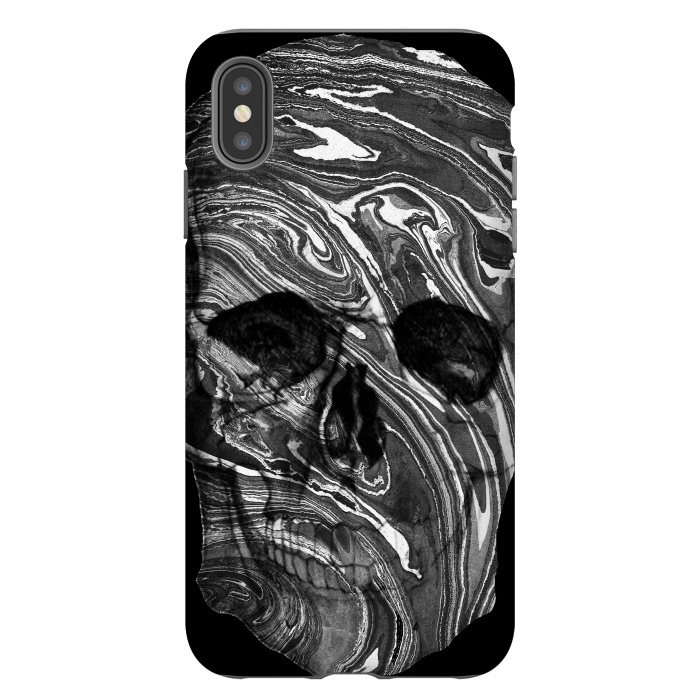 iPhone Xs Max StrongFit Black and white marble skull - Halloween by Oana 