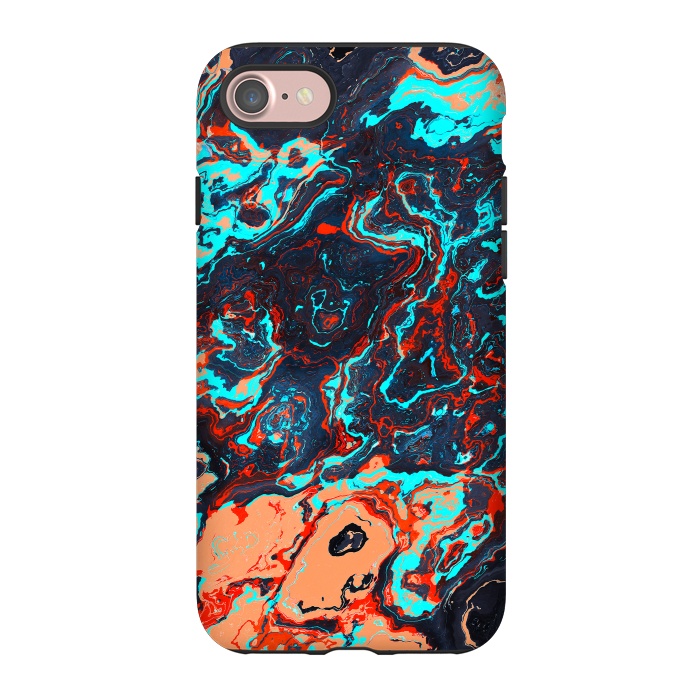 iPhone 7 StrongFit Black Marble Colorful Waves by Art Design Works