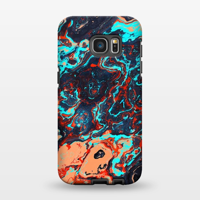 Galaxy S7 EDGE StrongFit Black Marble Colorful Waves by Art Design Works