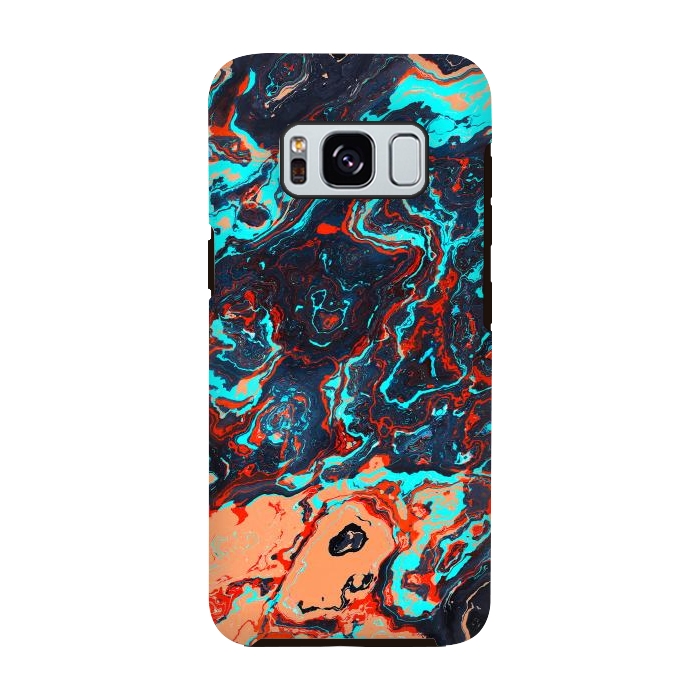 Galaxy S8 StrongFit Black Marble Colorful Waves by Art Design Works