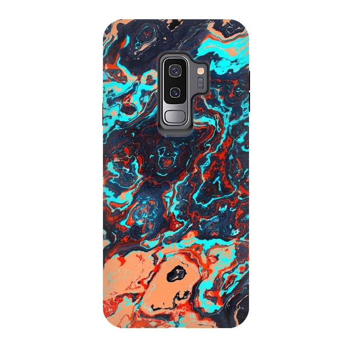 Galaxy S9 plus StrongFit Black Marble Colorful Waves by Art Design Works