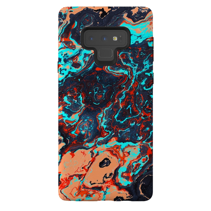 Galaxy Note 9 StrongFit Black Marble Colorful Waves by Art Design Works