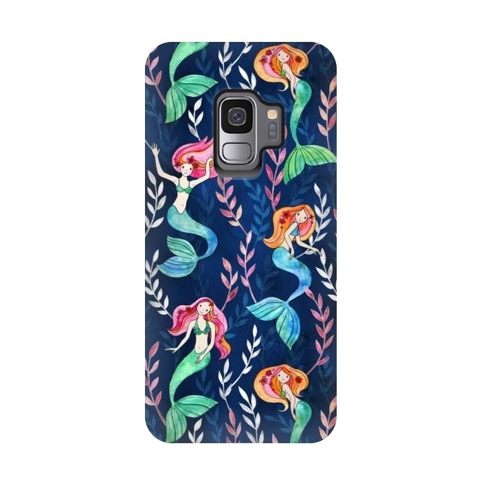 Galaxy S9 StrongFit Little Merry Mermaids by Micklyn Le Feuvre