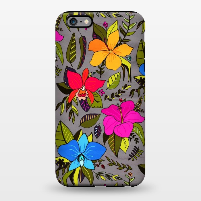 iPhone 6/6s plus StrongFit Tropical Floral On Grey  by Tigatiga