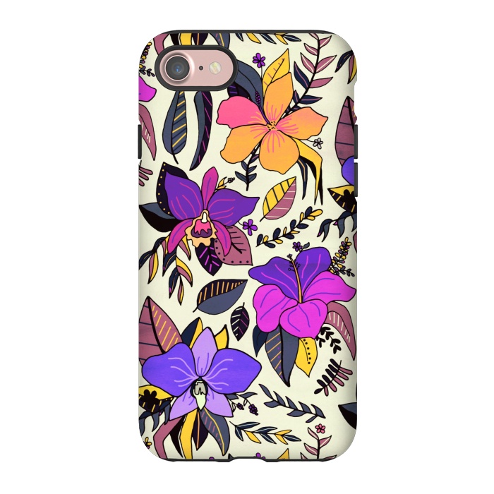 iPhone 7 StrongFit Sunset Tropical Floral by Tigatiga