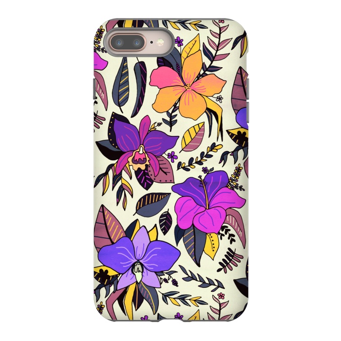 iPhone 7 plus StrongFit Sunset Tropical Floral by Tigatiga