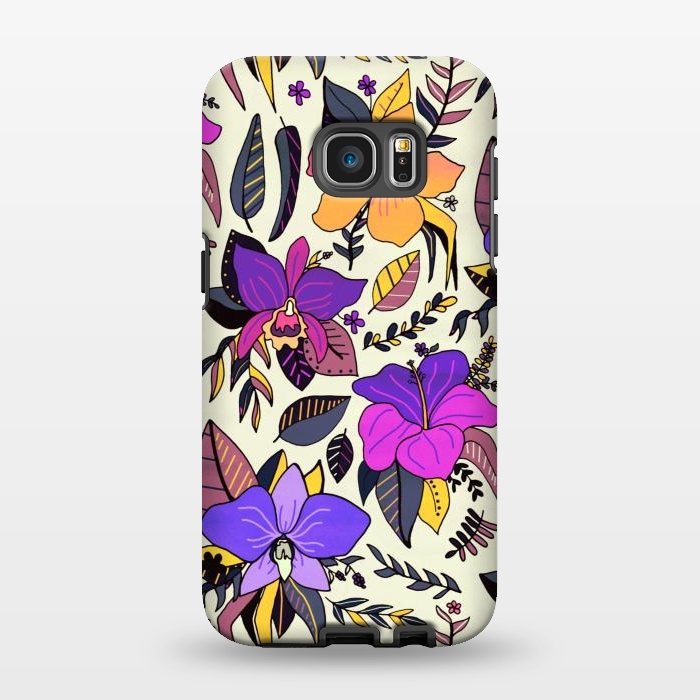 Galaxy S7 EDGE StrongFit Sunset Tropical Floral by Tigatiga