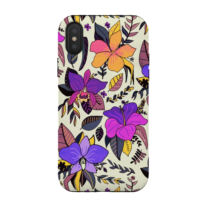 iPhone Xs / X StrongFit Sunset Tropical Floral by Tigatiga