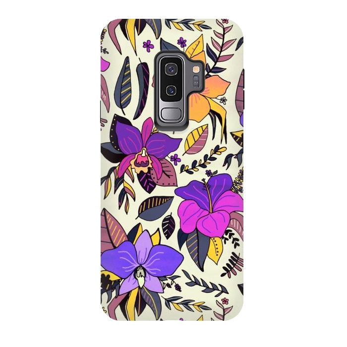 Galaxy S9 plus StrongFit Sunset Tropical Floral by Tigatiga