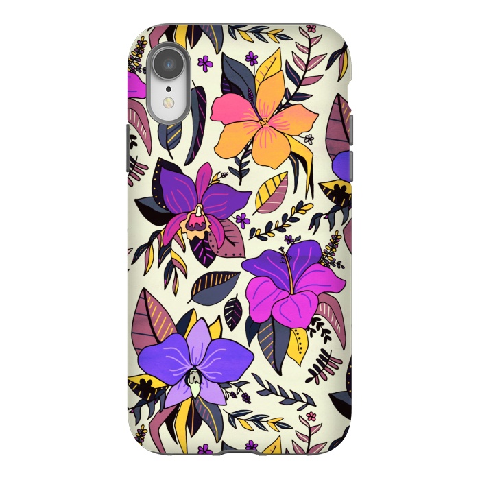 iPhone Xr StrongFit Sunset Tropical Floral by Tigatiga