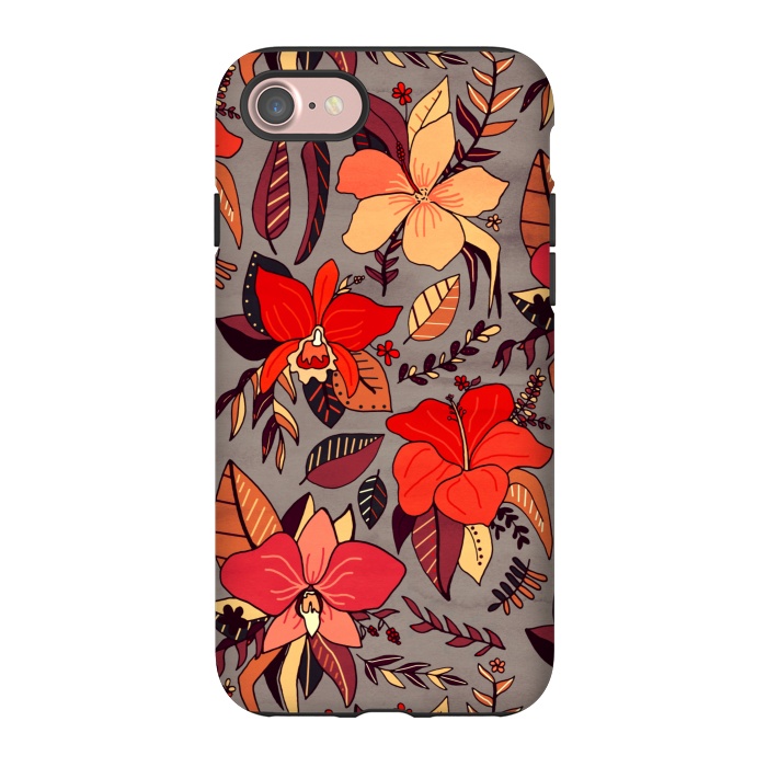 iPhone 7 StrongFit Red Tropical Floral by Tigatiga