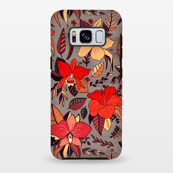 Galaxy S8 plus StrongFit Red Tropical Floral by Tigatiga
