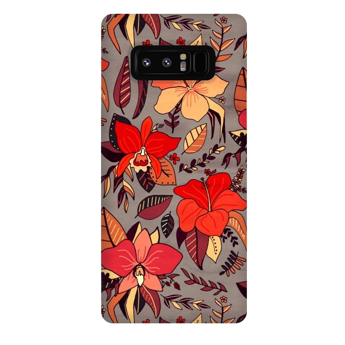 Galaxy Note 8 StrongFit Red Tropical Floral by Tigatiga