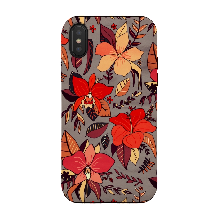 iPhone Xs / X StrongFit Red Tropical Floral by Tigatiga