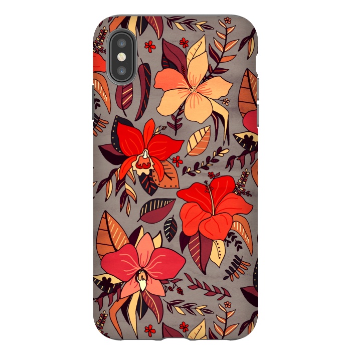 iPhone Xs Max StrongFit Red Tropical Floral by Tigatiga