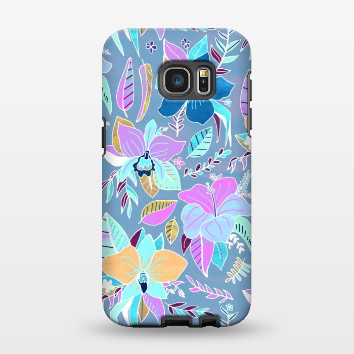 Galaxy S7 EDGE StrongFit Pastel Tropical Floral by Tigatiga