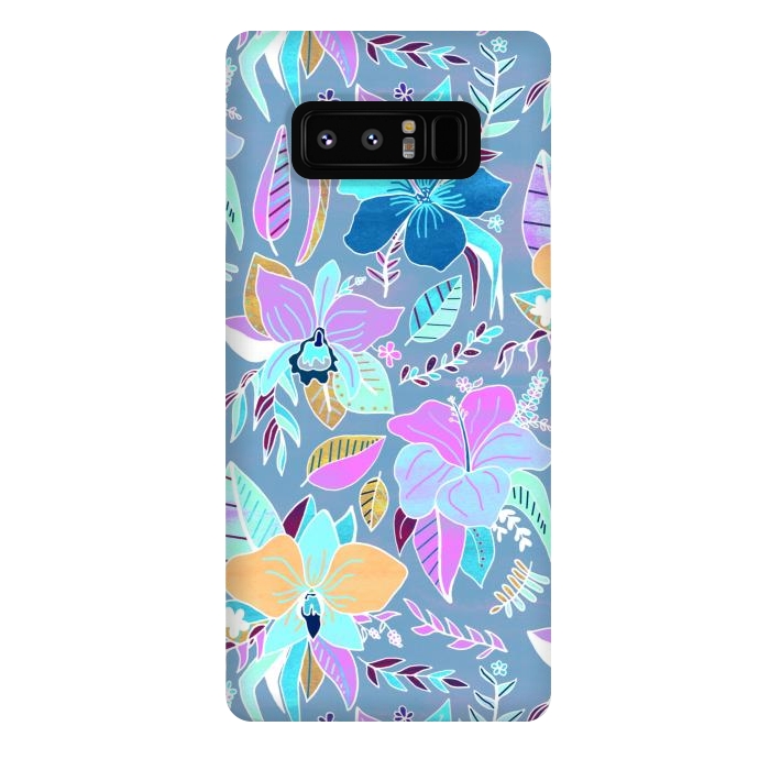 Galaxy Note 8 StrongFit Pastel Tropical Floral by Tigatiga