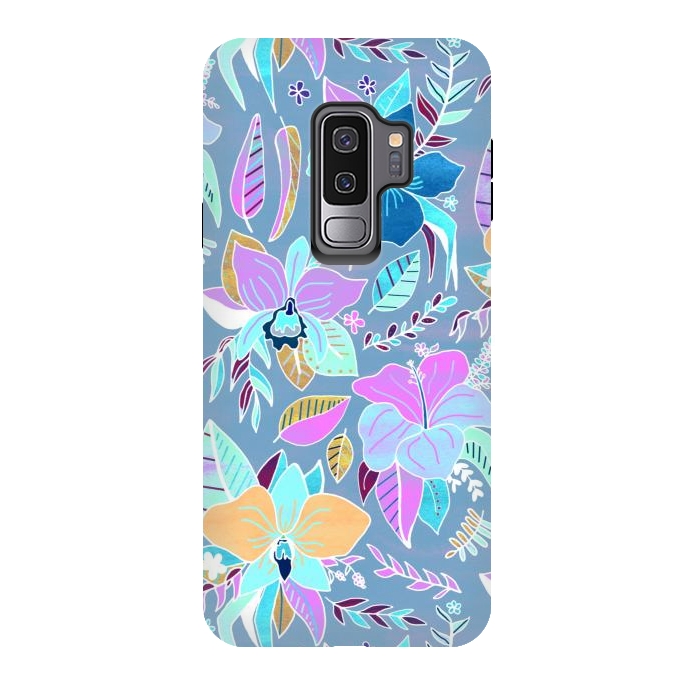 Galaxy S9 plus StrongFit Pastel Tropical Floral by Tigatiga