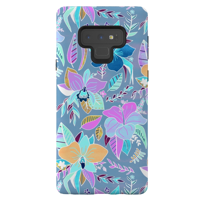 Galaxy Note 9 StrongFit Pastel Tropical Floral by Tigatiga