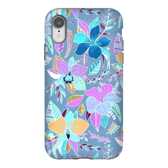 iPhone Xr StrongFit Pastel Tropical Floral by Tigatiga